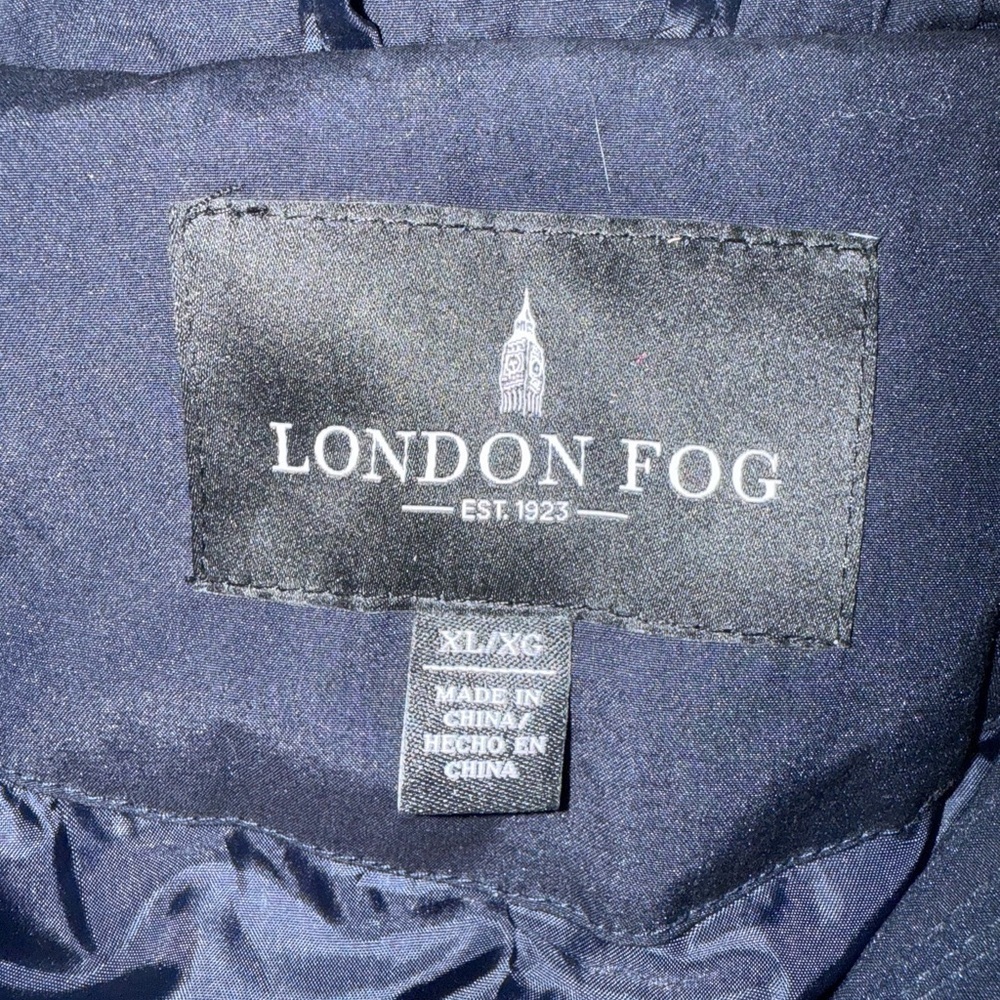 Women’s Navy Blue XL London Fog Puffer Jacket Coat Removable Hood - Picture 4 of 10